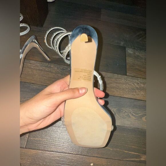 STEVE MADDEN EXOTICA SILVER STILETTO SANDAL - Picture 16 of 16